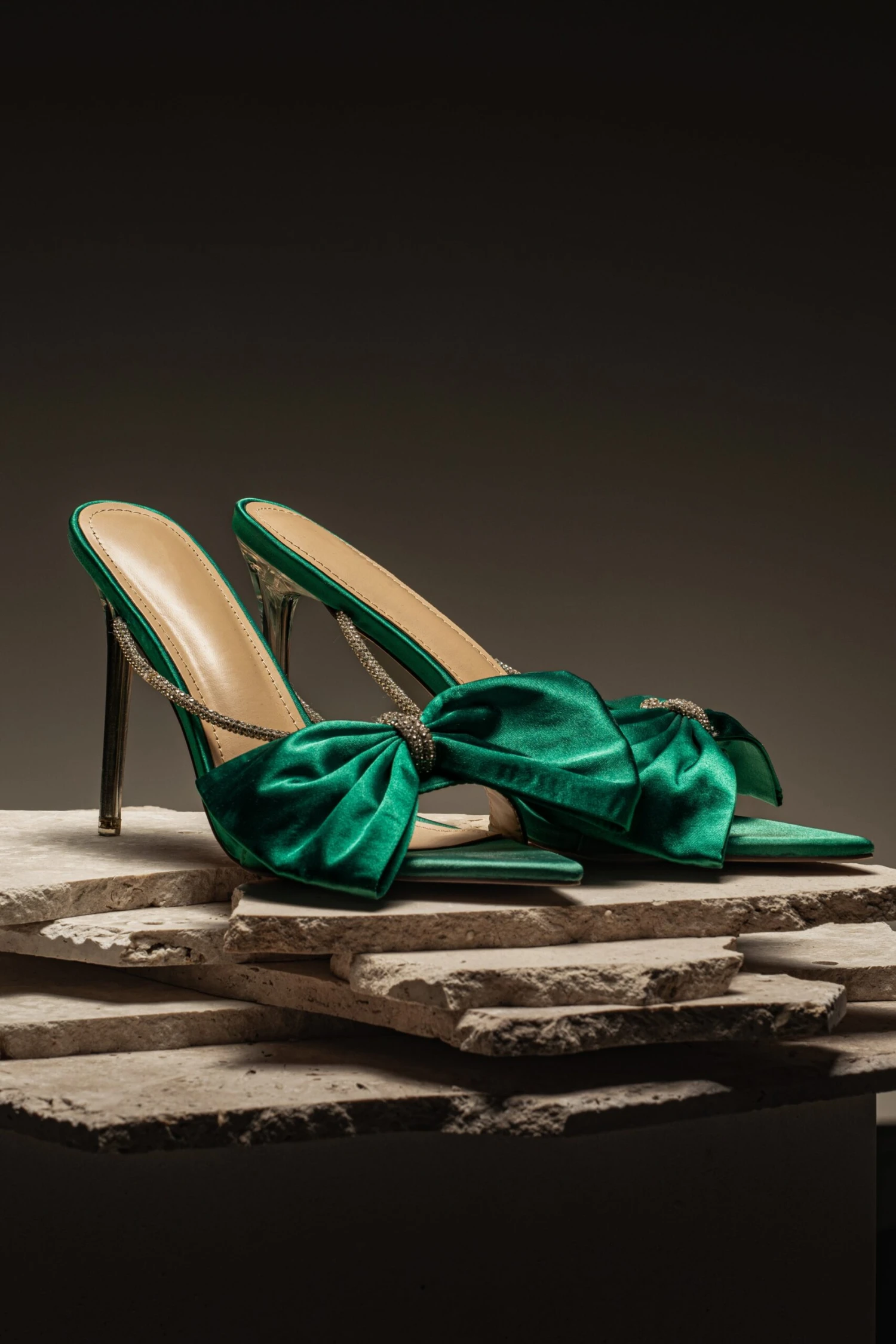 Emerald Shimmer And Shine Rhinestone Heels - Image 3