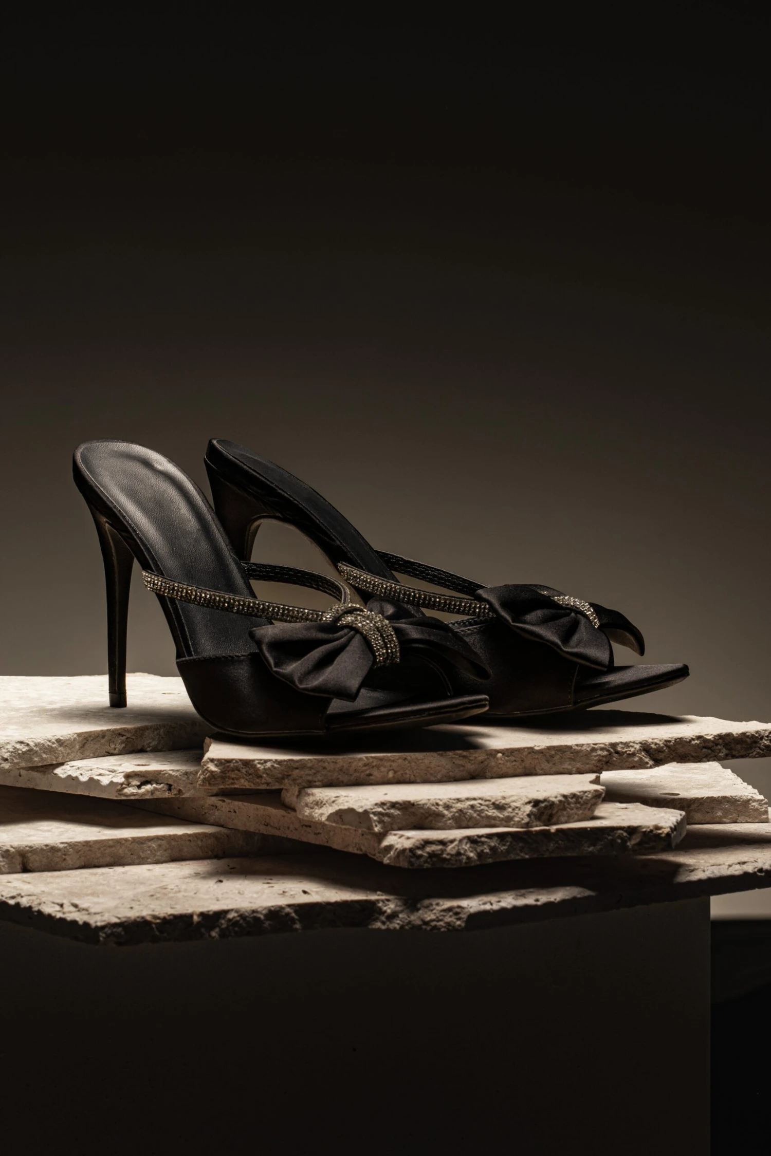 Black Glimmer Of Sparkle Rhinestone Heels - Image 2