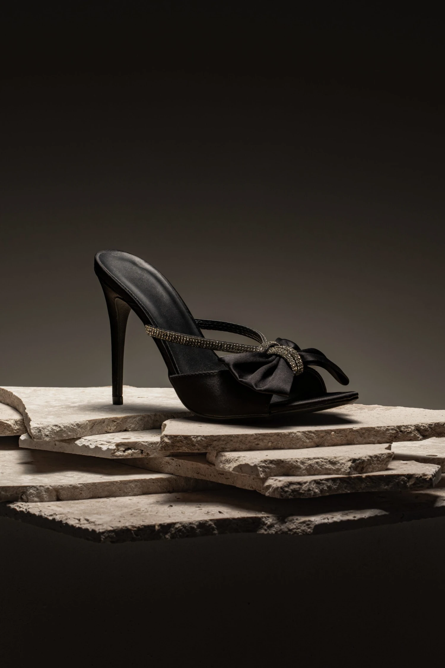 Black Glimmer Of Sparkle Rhinestone Heels