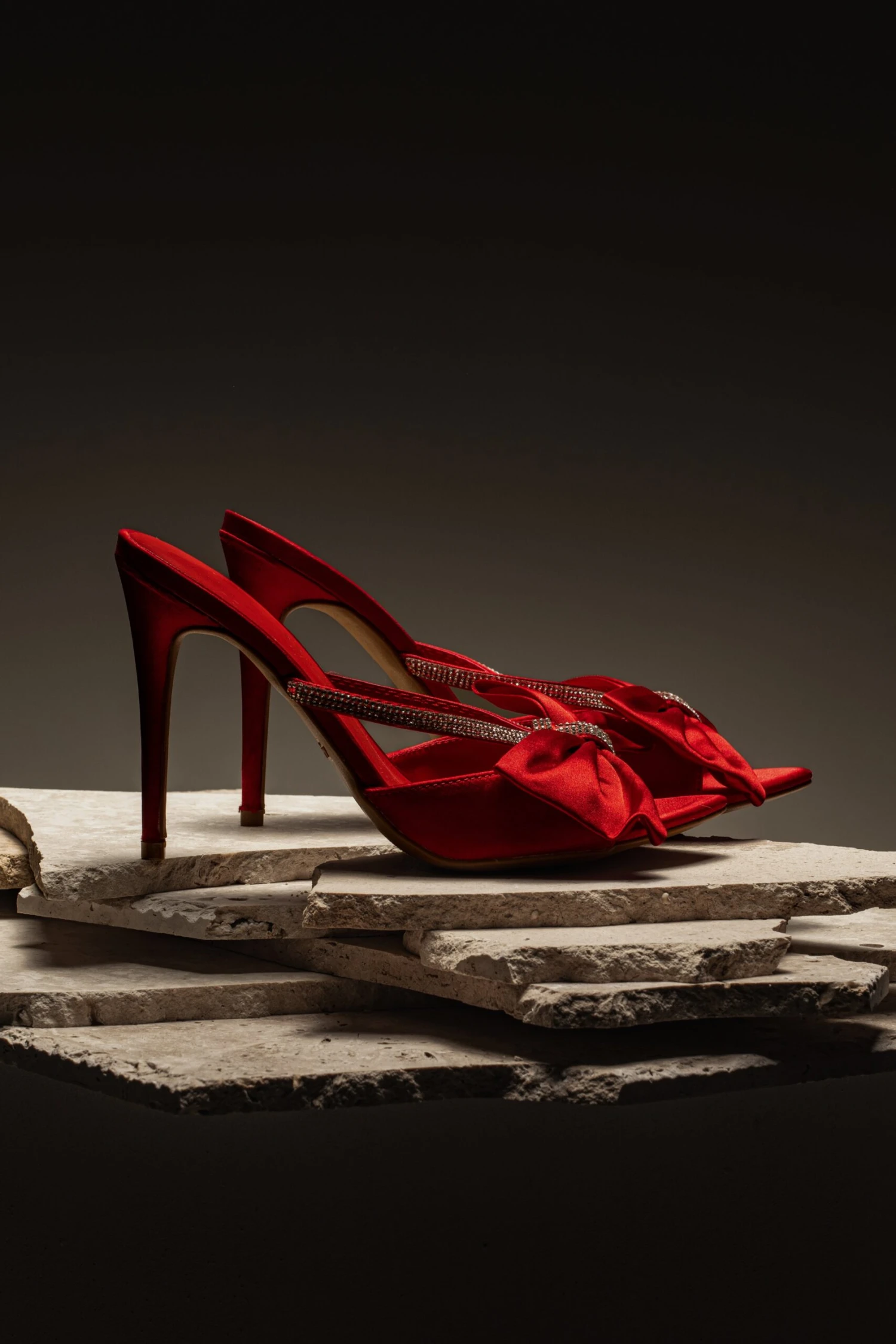 Red Glimmer Of Sparkle Rhinestone Heels - Image 5