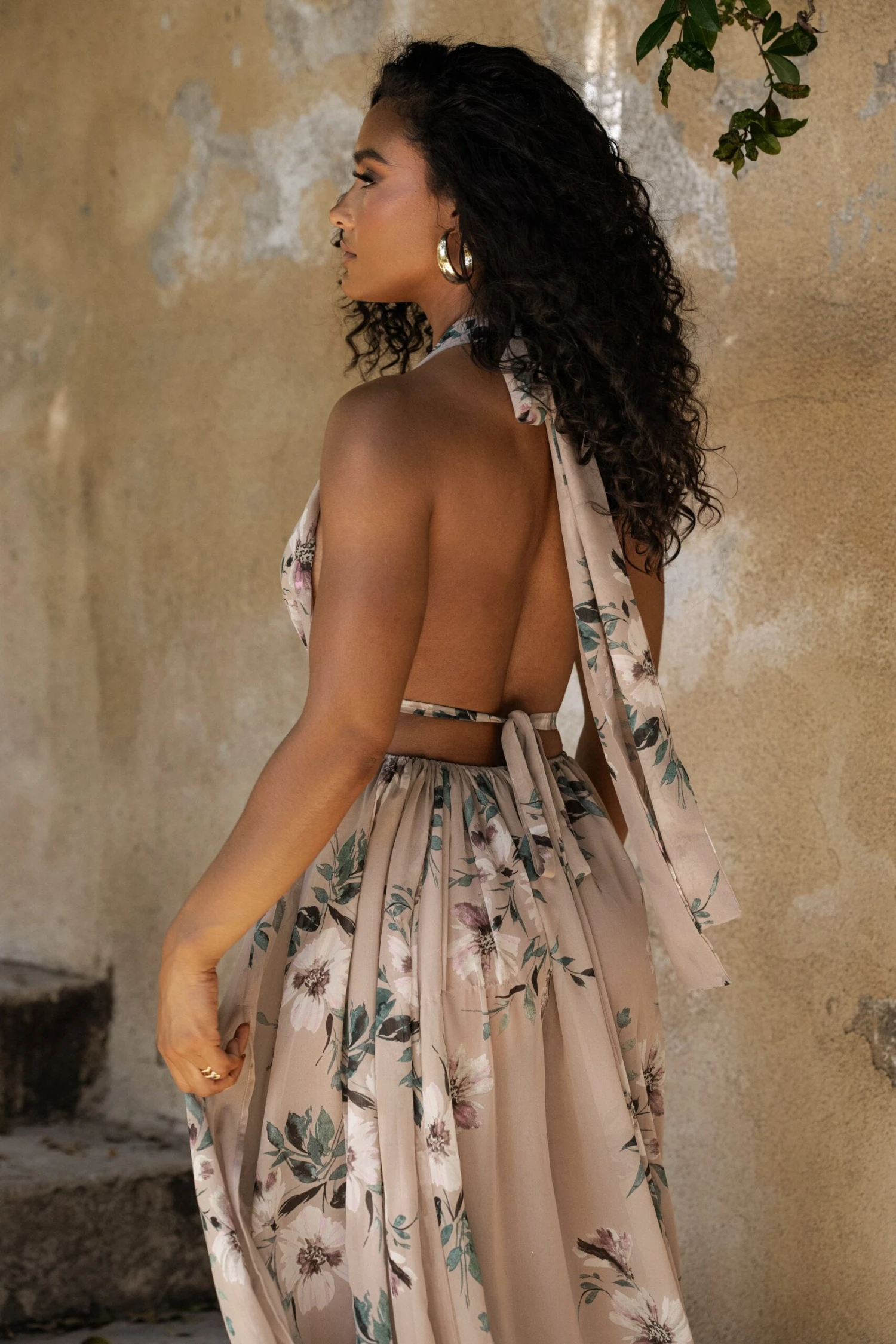 Purple Floral Nicoletta Chiffon Maxi Dress - Image 5