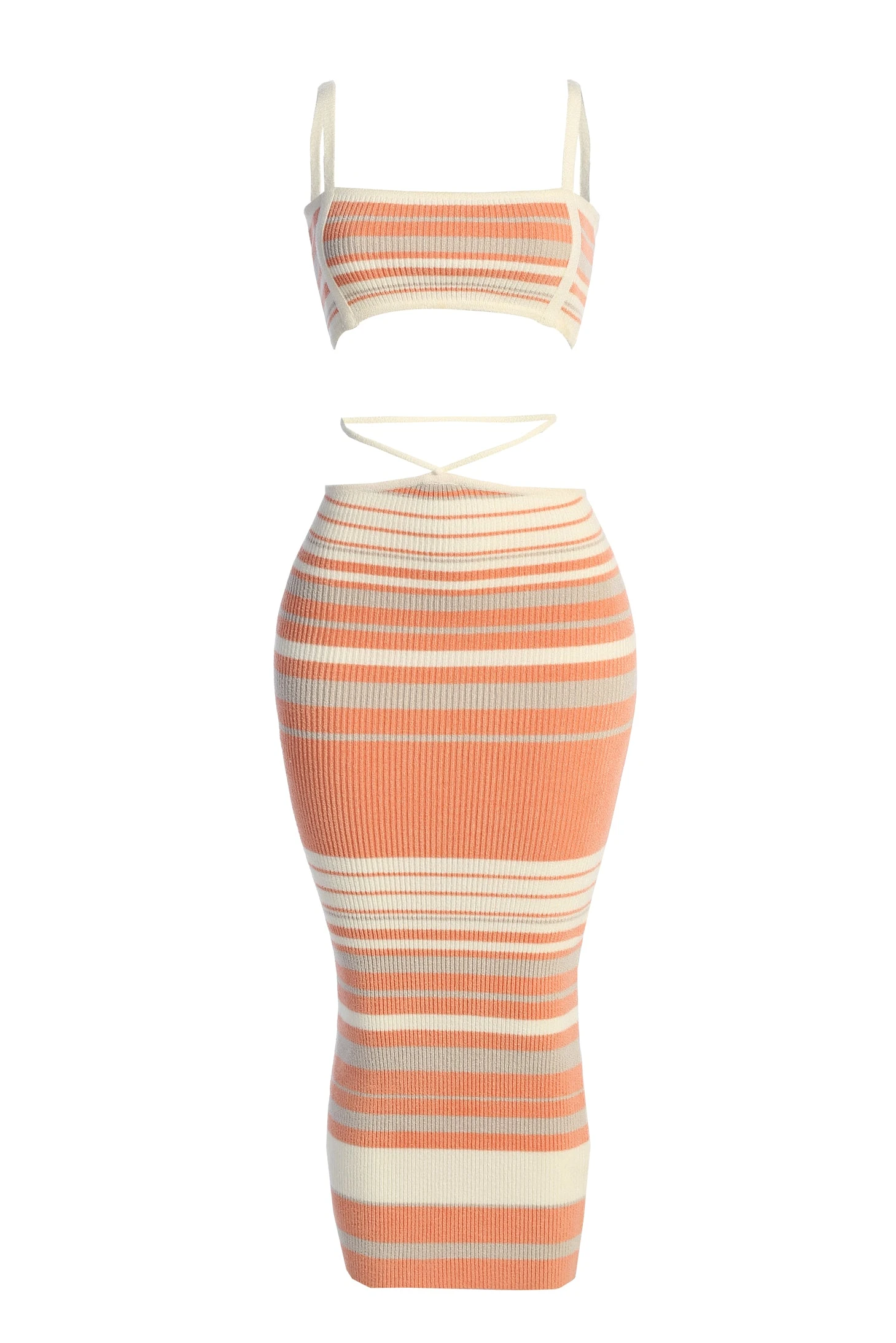 Peach Cutting Ties Skirt Set - Image 3