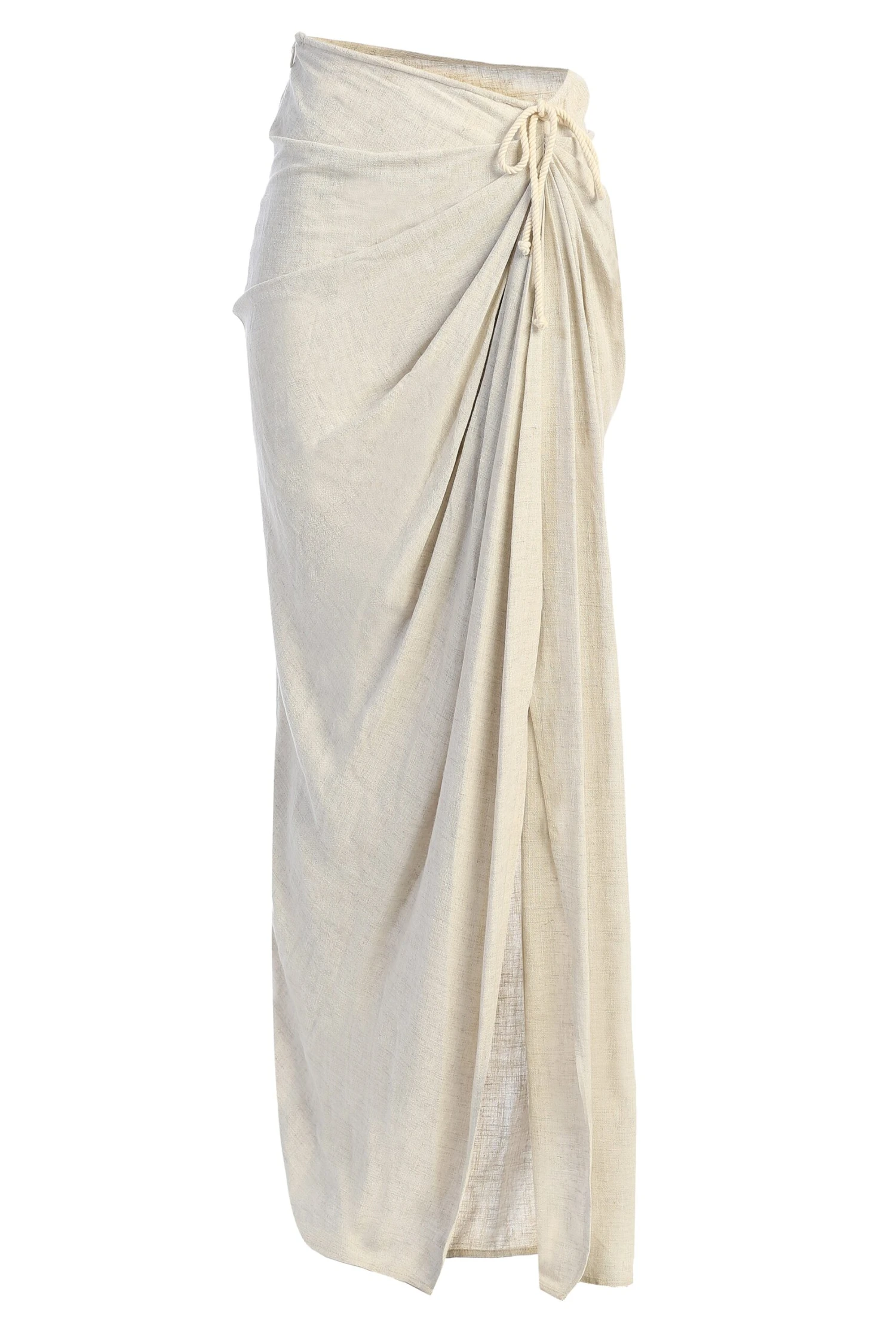 Natural Noelia Linen Slit Skirt - Image 4