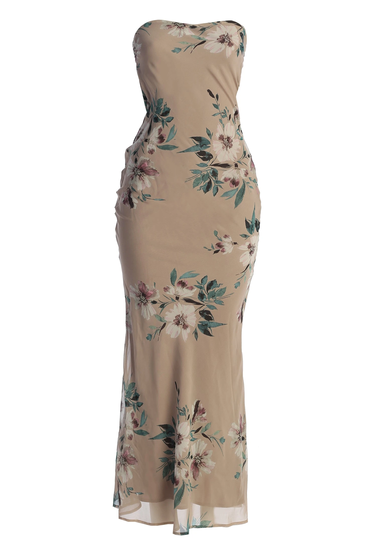 Purple Floral Break Free Strapless Maxi Dress - Image 3