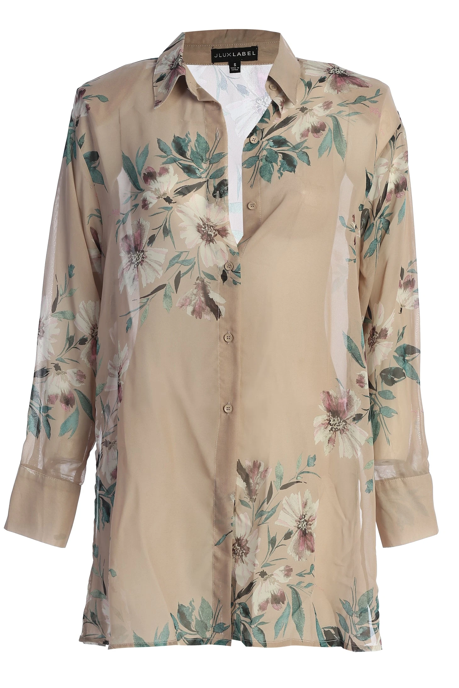 Purple Floral Between Us Printed Button Up - Image 3