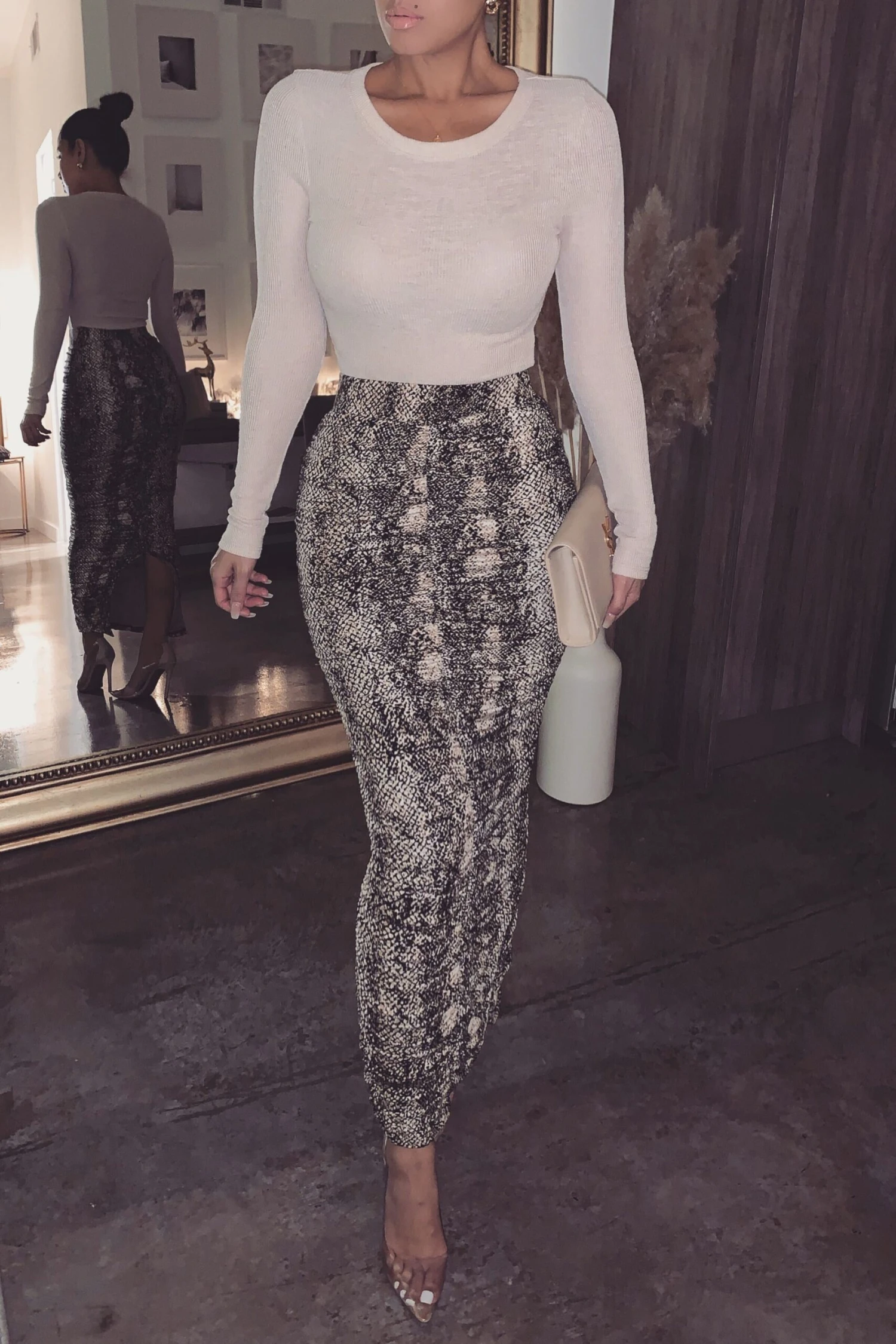 Snakeskin Halow Ruched Skirt - Image 2