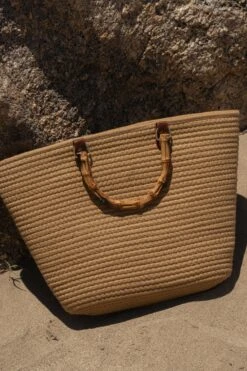 Tan On The Go Woven Tote Bag
