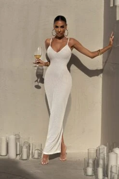 White Elba Knit Maxi Dress