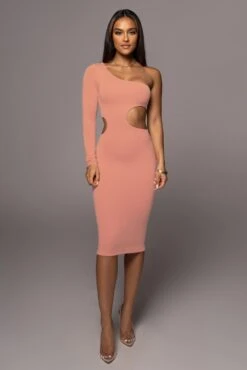 Peach Yours Truly Midi Dress
