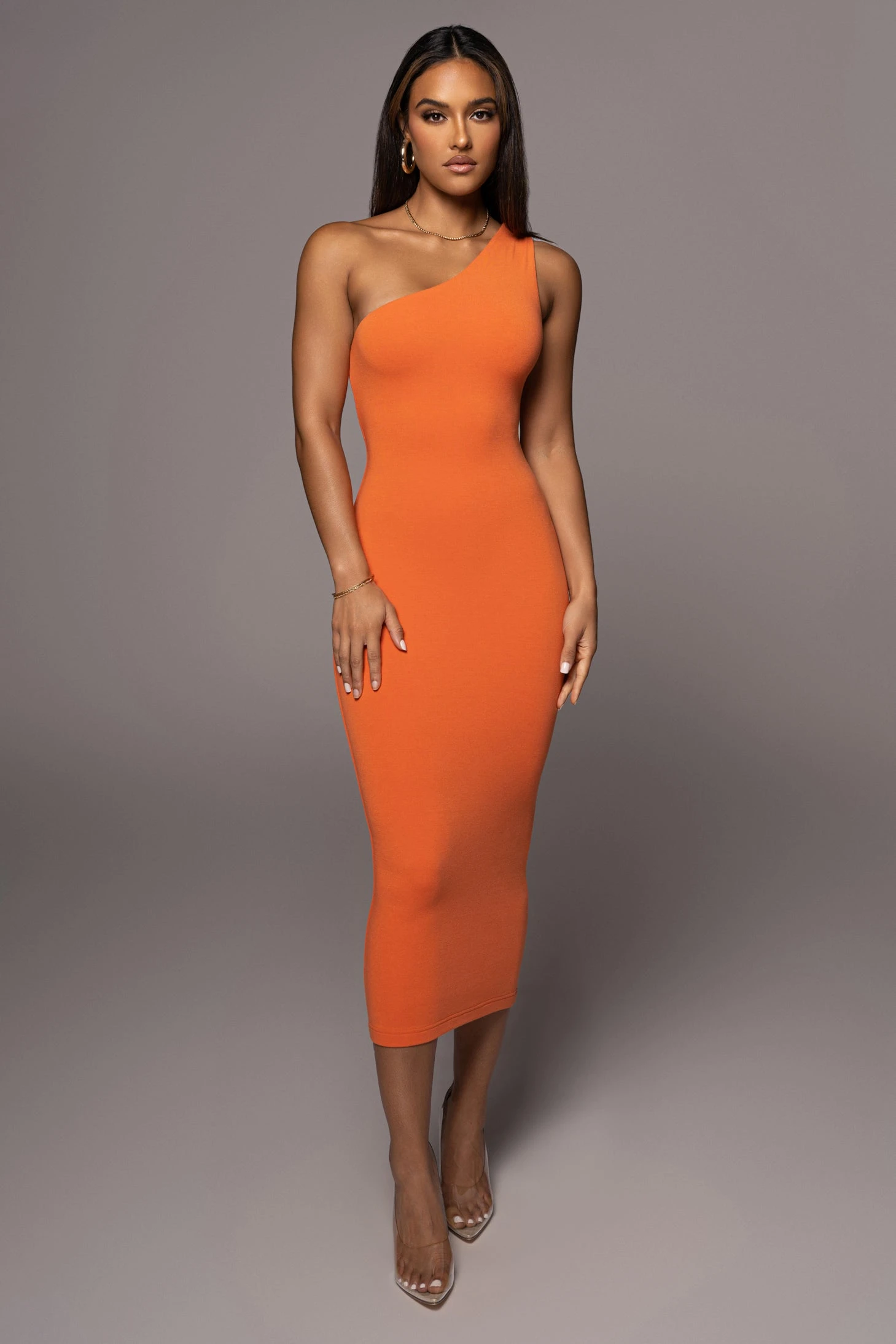 Orange Meara One Shoulder Dress - Image 5