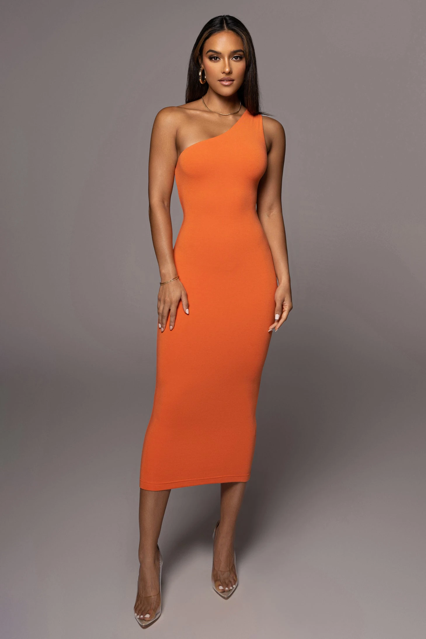 Orange Meara One Shoulder Dress - Image 2