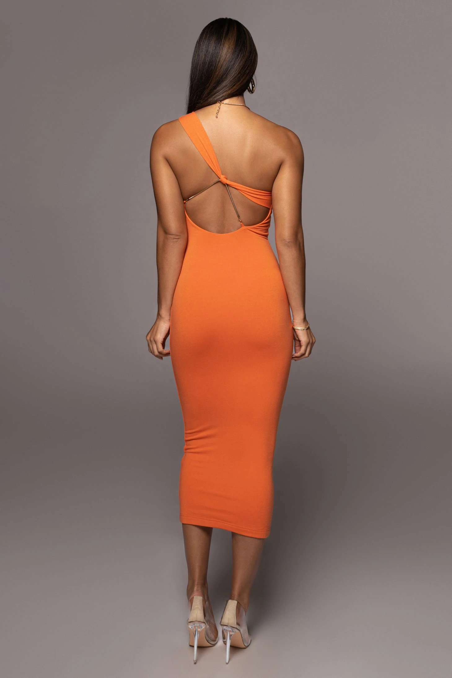 Orange Meara One Shoulder Dress - Image 3