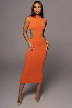 Orange Til Sunrise Midi Dress