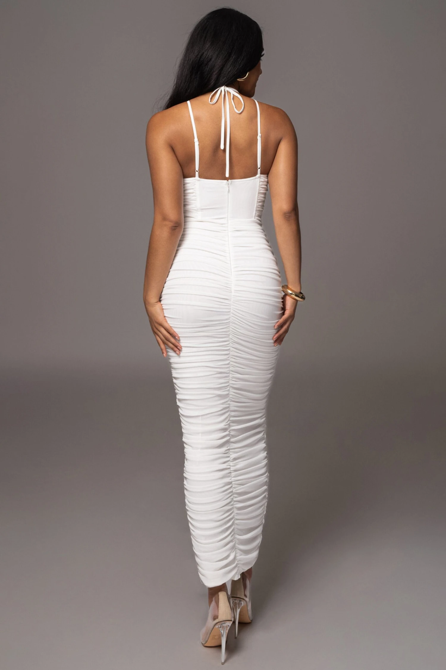 White Elite Mesh Maxi Dress - Image 8