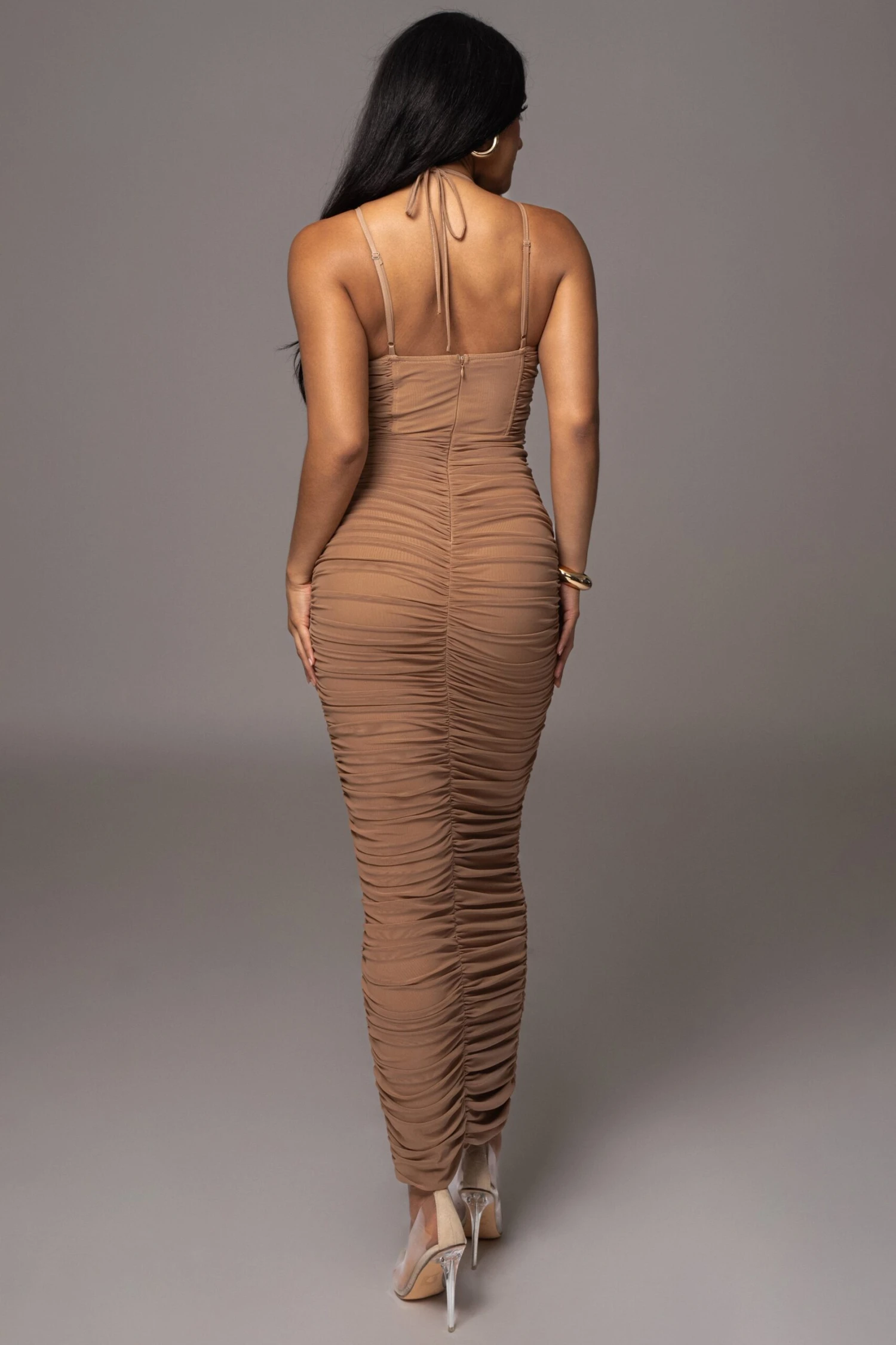 Tan Elite Mesh Maxi Dress - Image 8