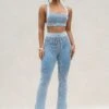 Denim/White Faya Ribbed Pants