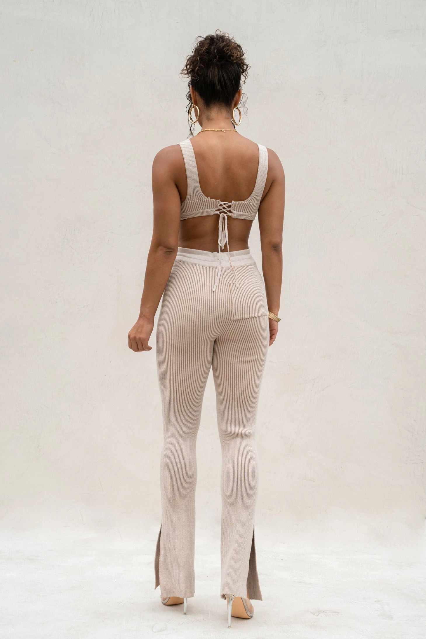 Taupe/White Deana Ribbed Bodysuit - Image 12