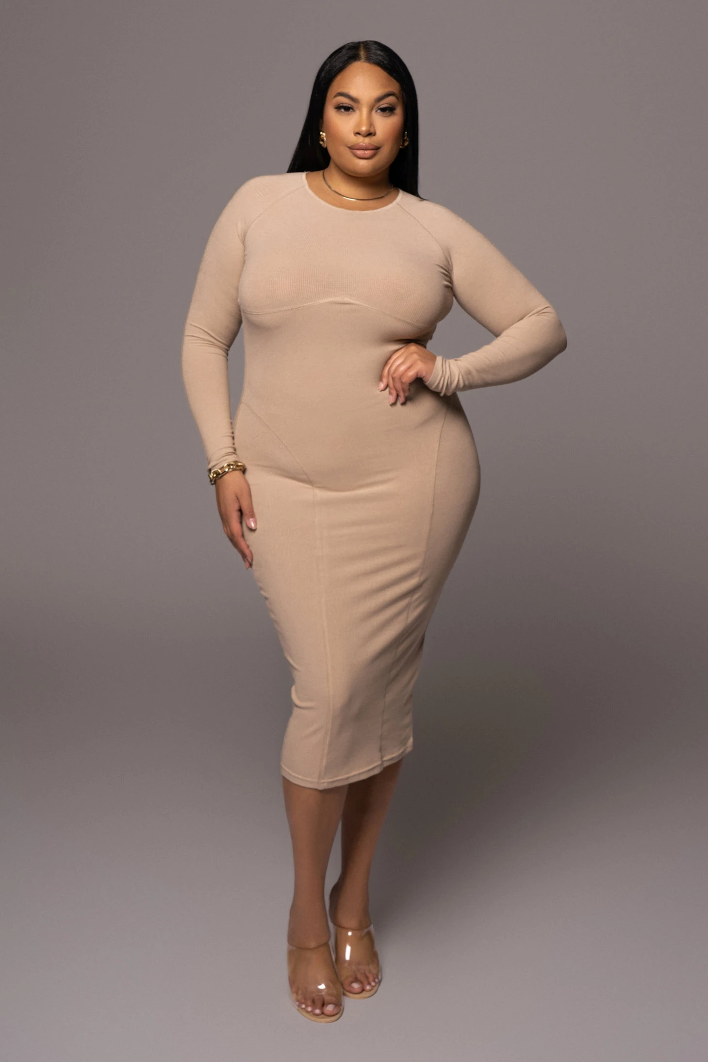 Beige High Expectations Midi Dress - Image 2
