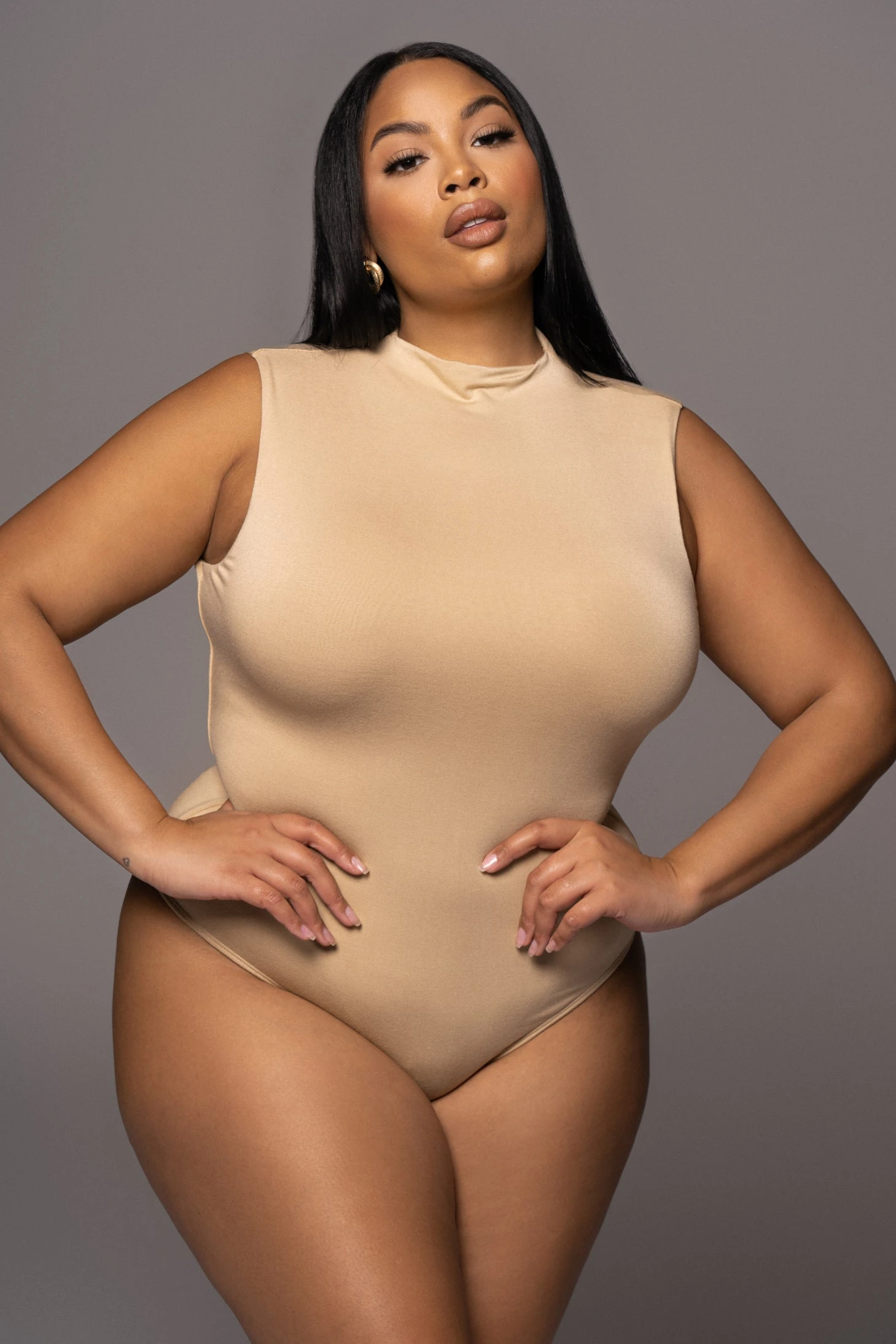 Jluxbasix Tan Ciela High Neck Bodysuit - Image 2