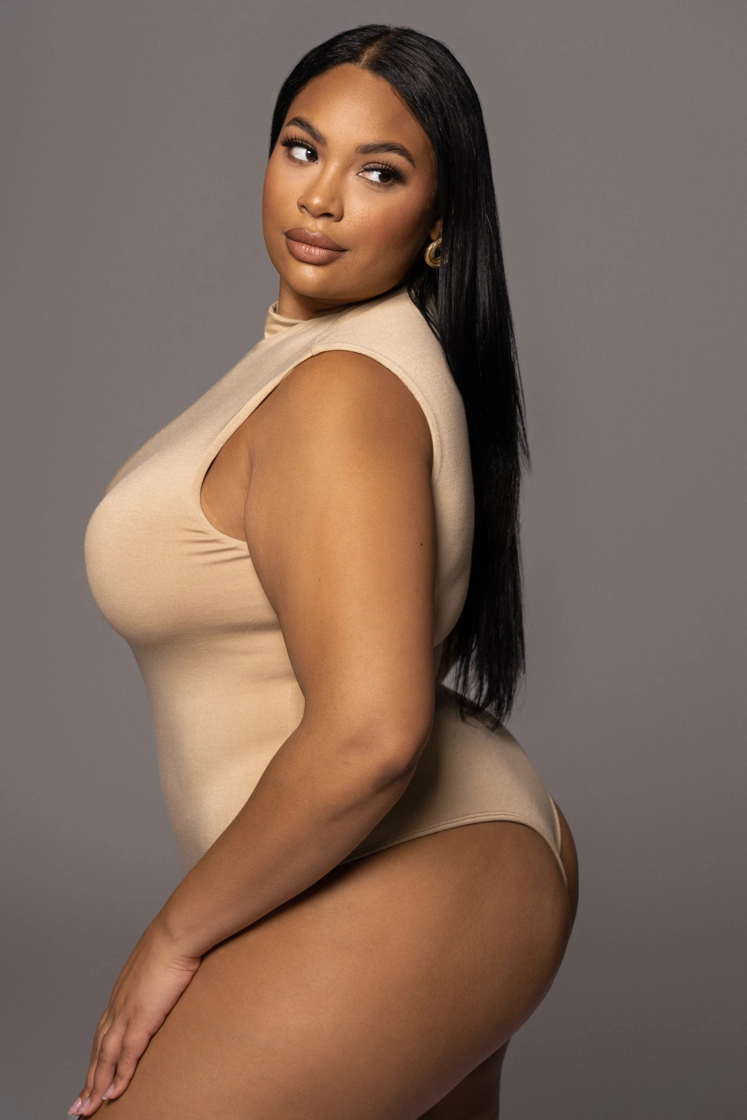 Jluxbasix Tan Ciela High Neck Bodysuit - Image 10