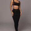 Black Nikole Ribbed Skirt Set