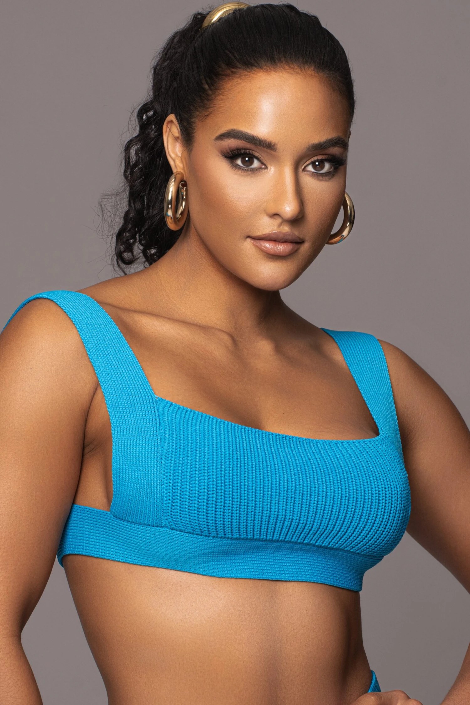 Blue Nikole Ribbed Skirt Set - Image 4