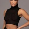 Black Barely There Turtleneck Top