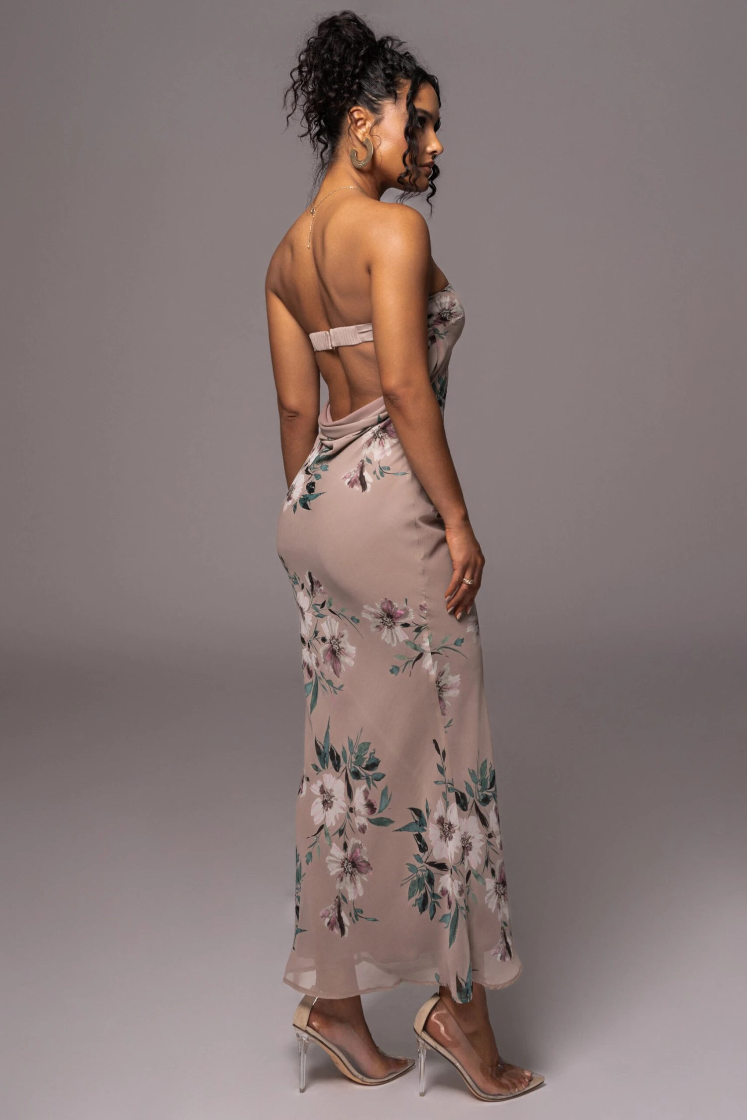Purple Floral Break Free Strapless Maxi Dress - Image 8