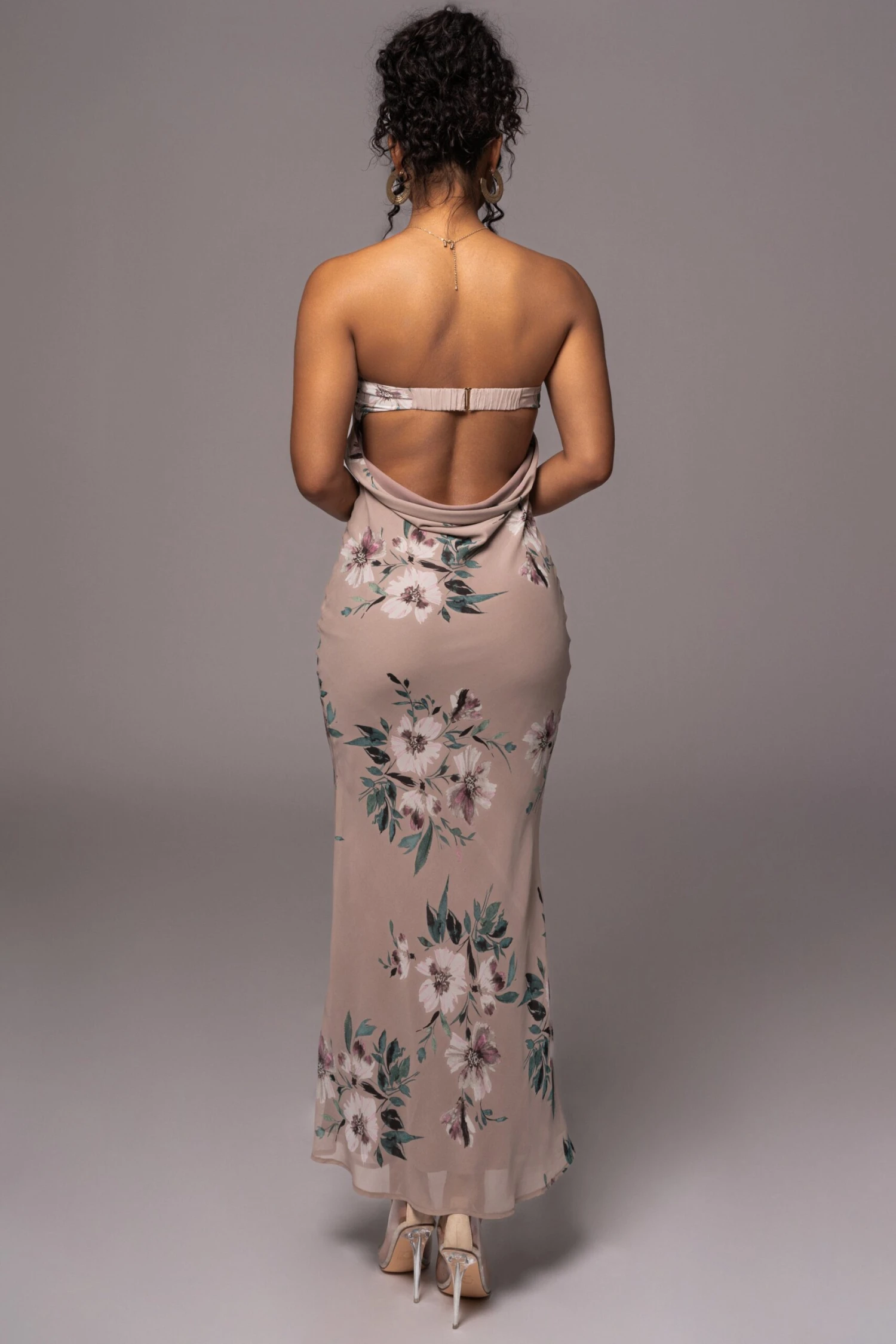 Purple Floral Break Free Strapless Maxi Dress - Image 9