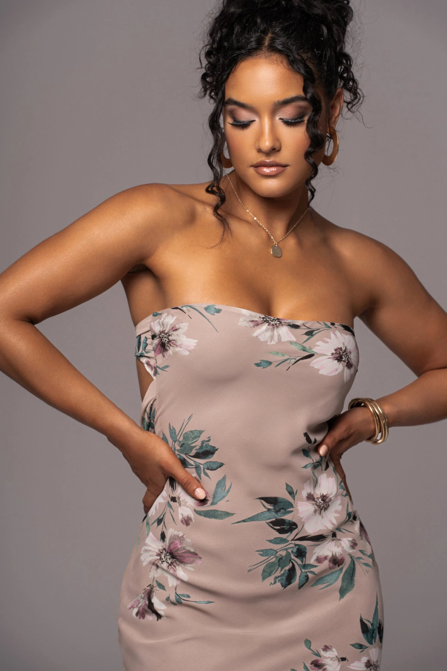 Purple Floral Break Free Strapless Maxi Dress - Image 4