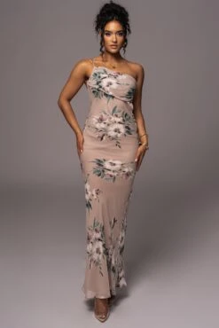 Purple Floral Treasure One Shoulder Dress