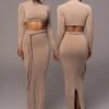 Beige City Love Two-Piece Skirt Set