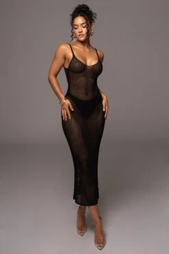 Black Almost Paradise Netted Maxi Dress