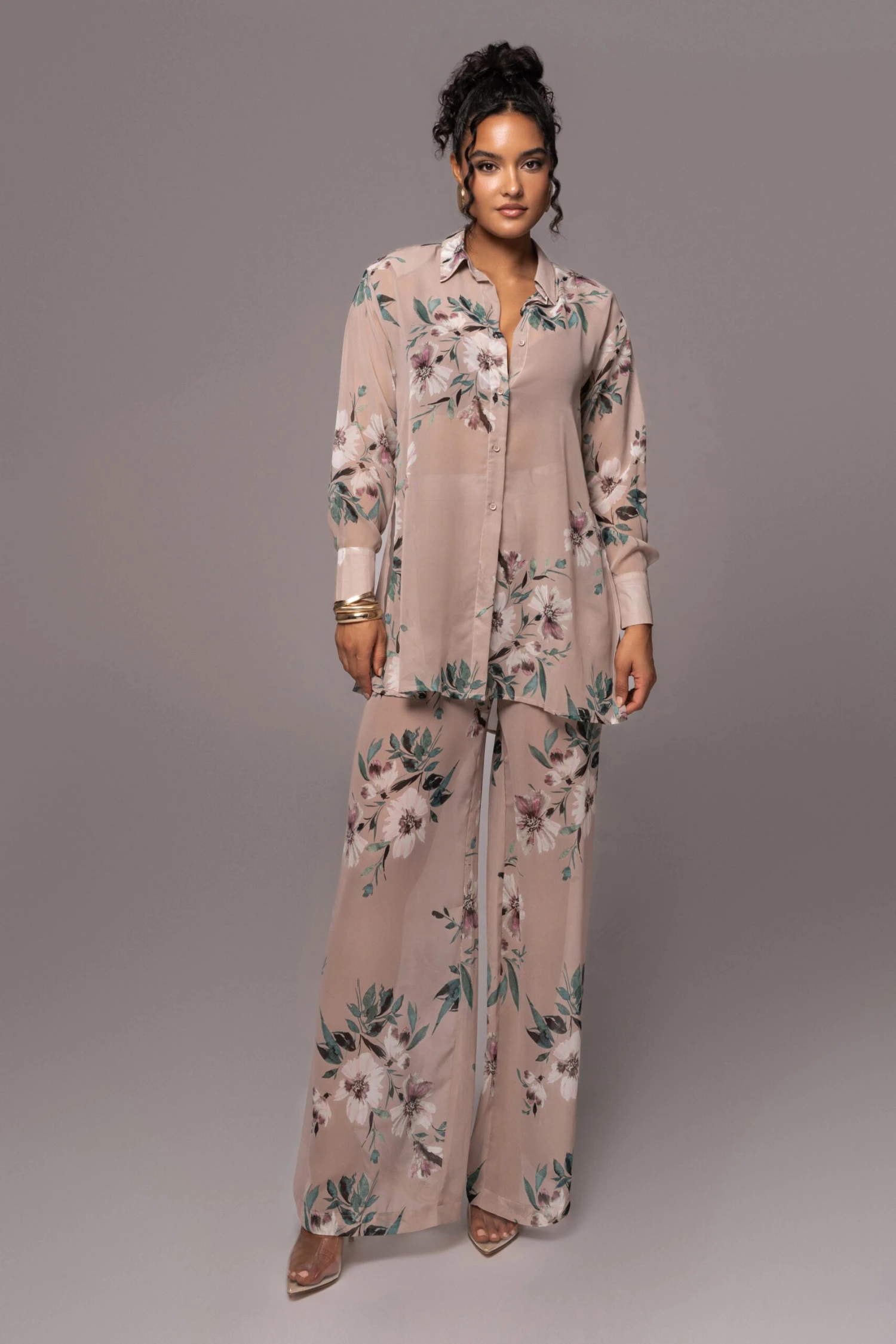 Purple Floral Between Us Printed Button Up - Image 2