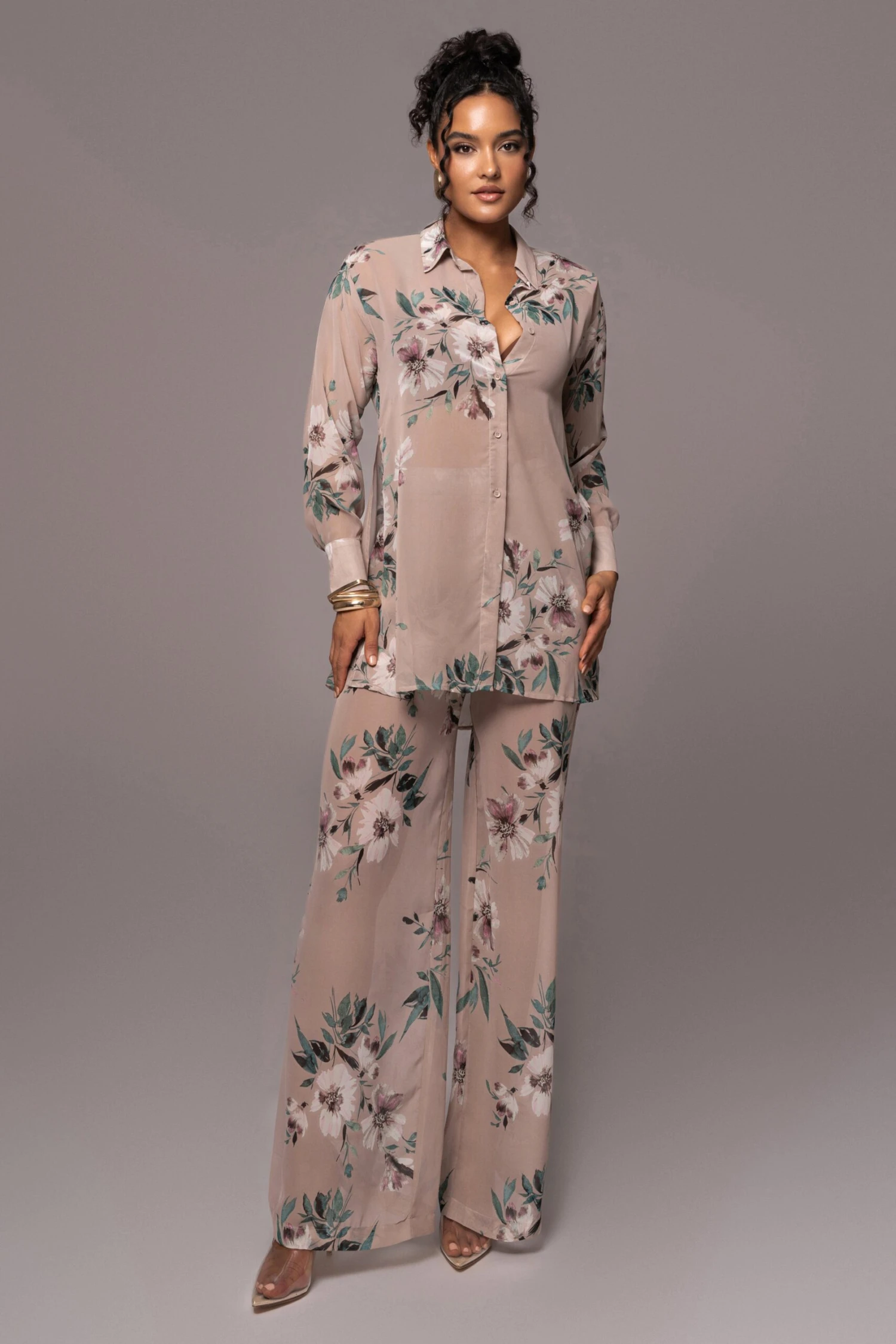 Purple Floral Between Us Printed Button Up - Image 6