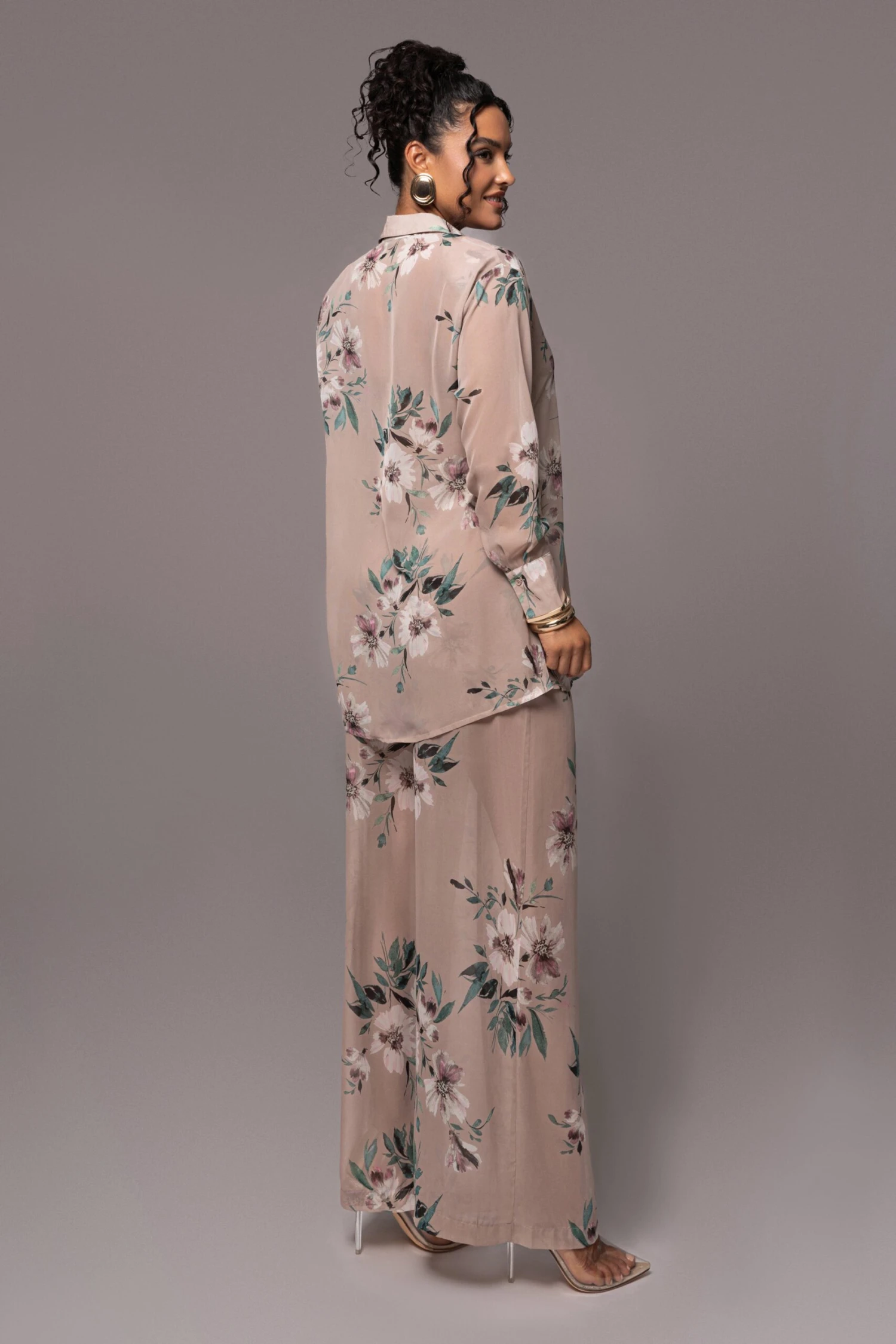 Purple Floral Between Us Printed Button Up - Image 8