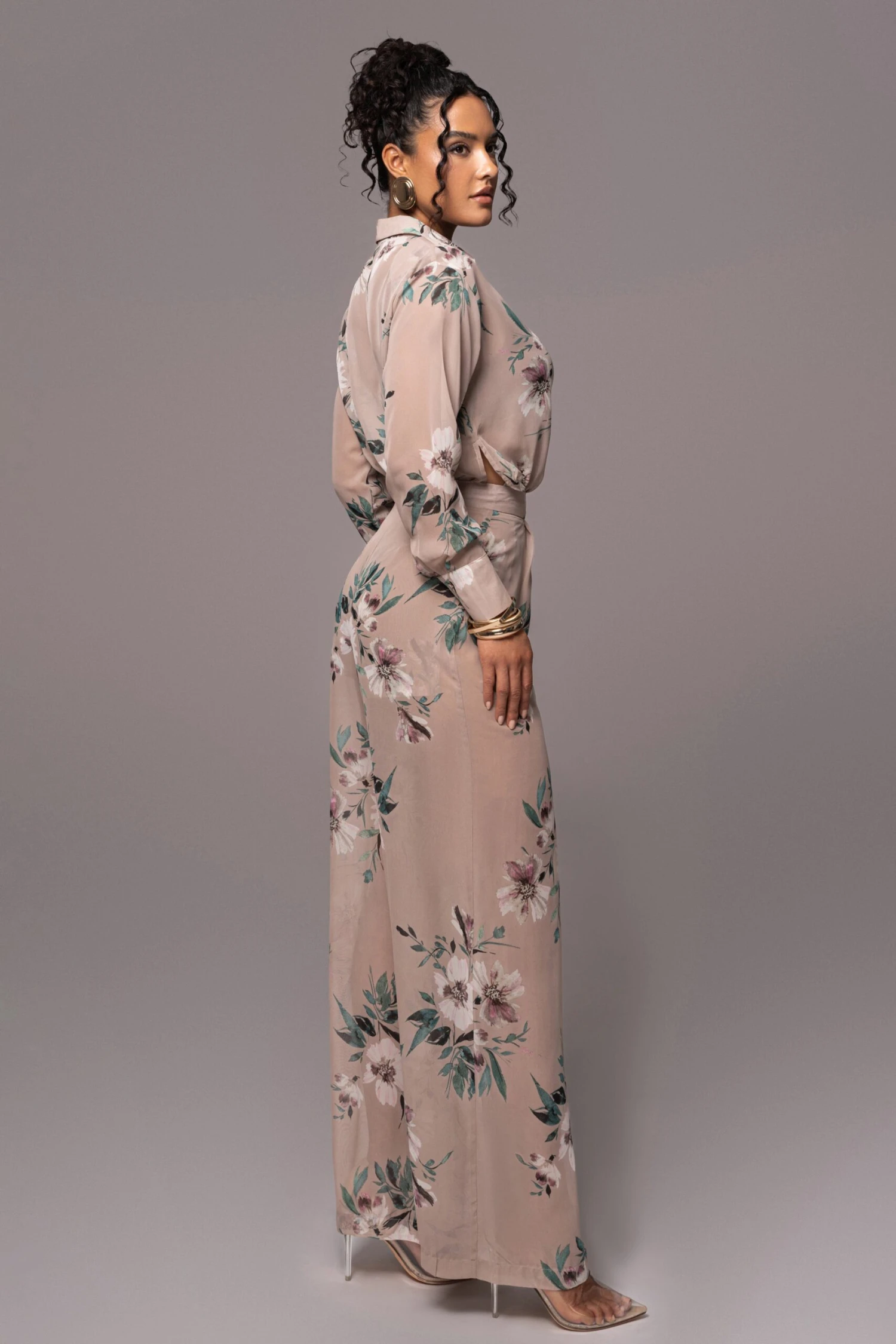 Purple Floral Between Us Printed Button Up - Image 9