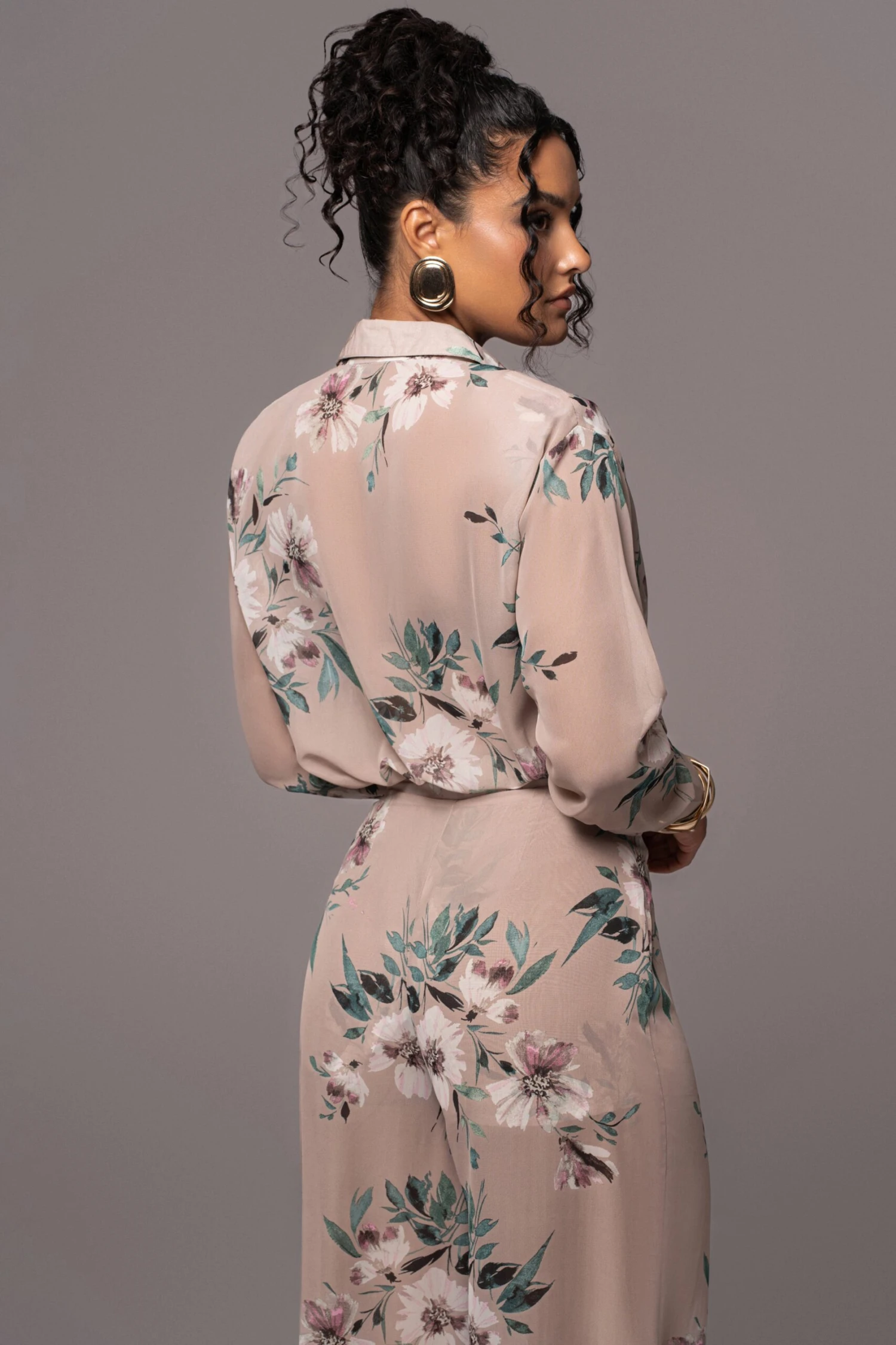 Purple Floral Between Us Printed Button Up - Image 11