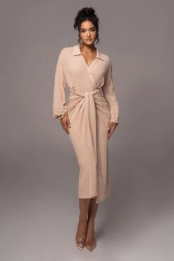 Tan Sunlight Crinkled Mesh Skirt Set