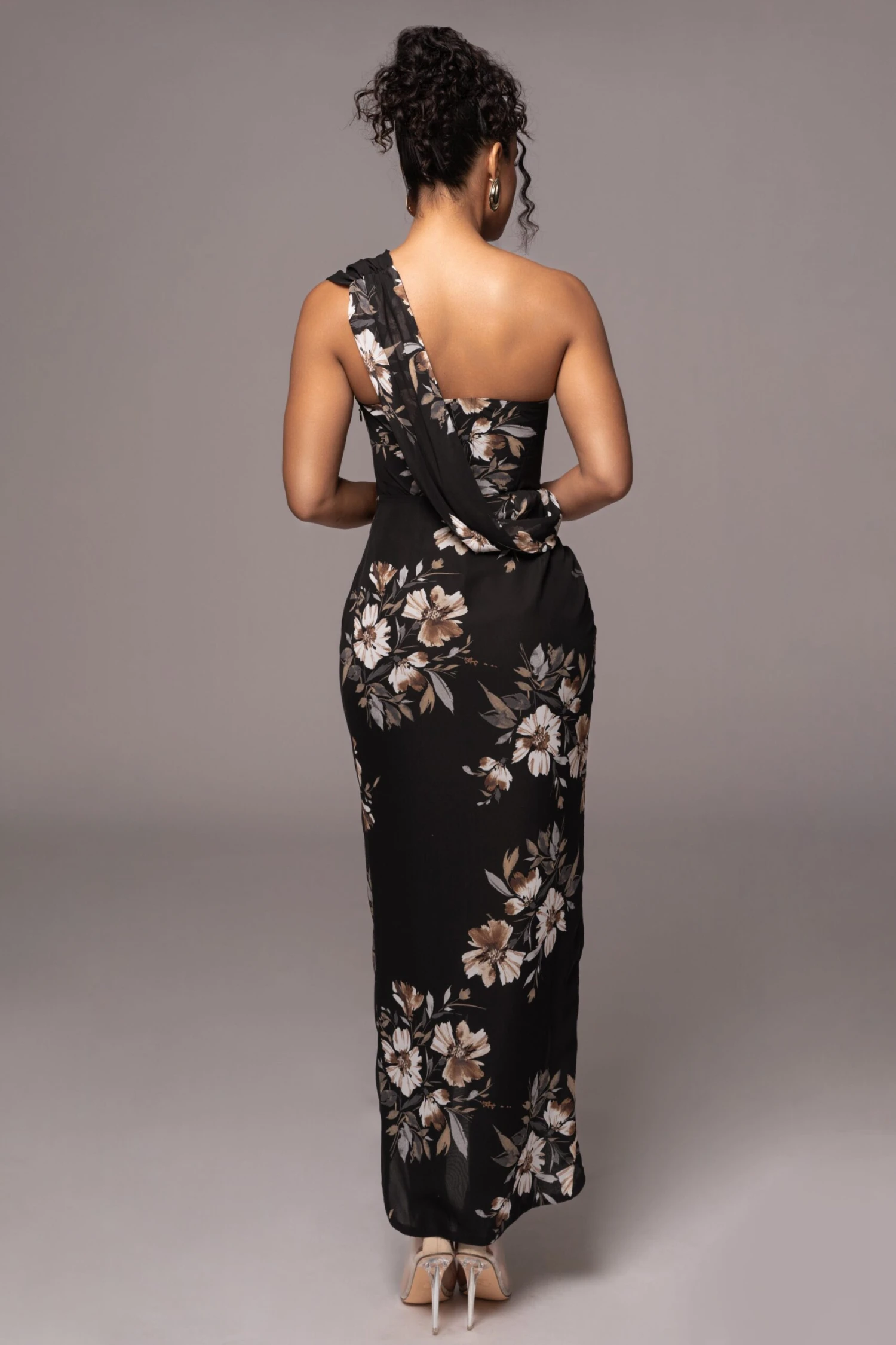 Grey Floral Dream Chiffon Dress - Image 6