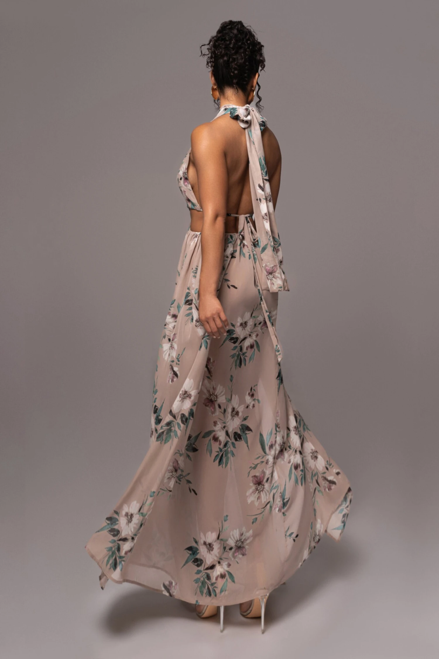 Purple Floral Nicoletta Chiffon Maxi Dress - Image 12