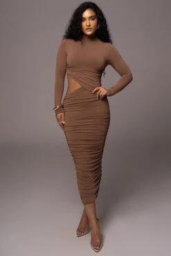 Pecan Clear Skies Mock Neck Dress