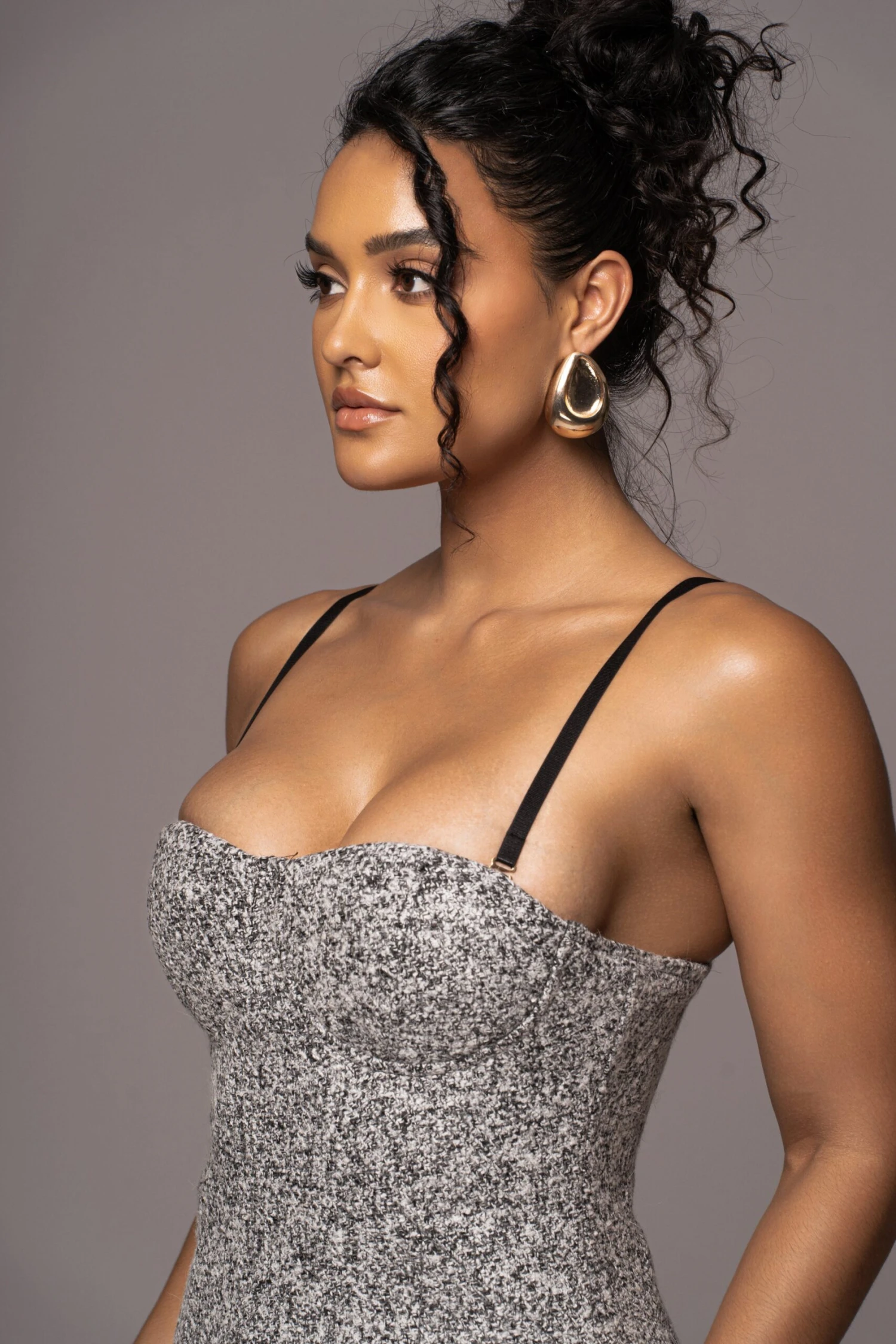 Lt. Grey Royal Tweed Midi Dress - Image 7