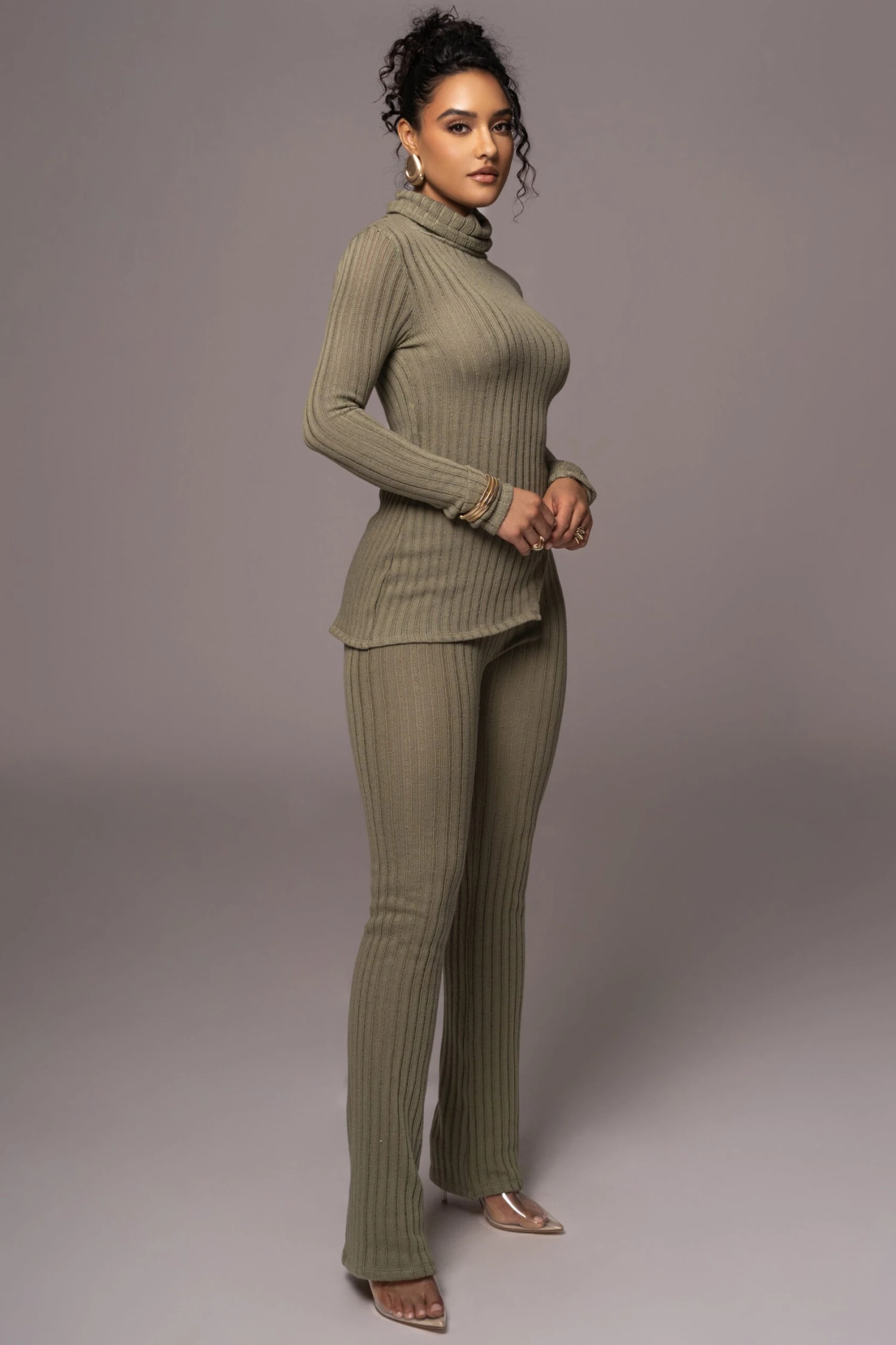 Olive One Call Away Ribbed Turtleneck Top - Image 6