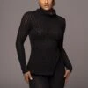 Black One Call Away Ribbed Turtleneck Top
