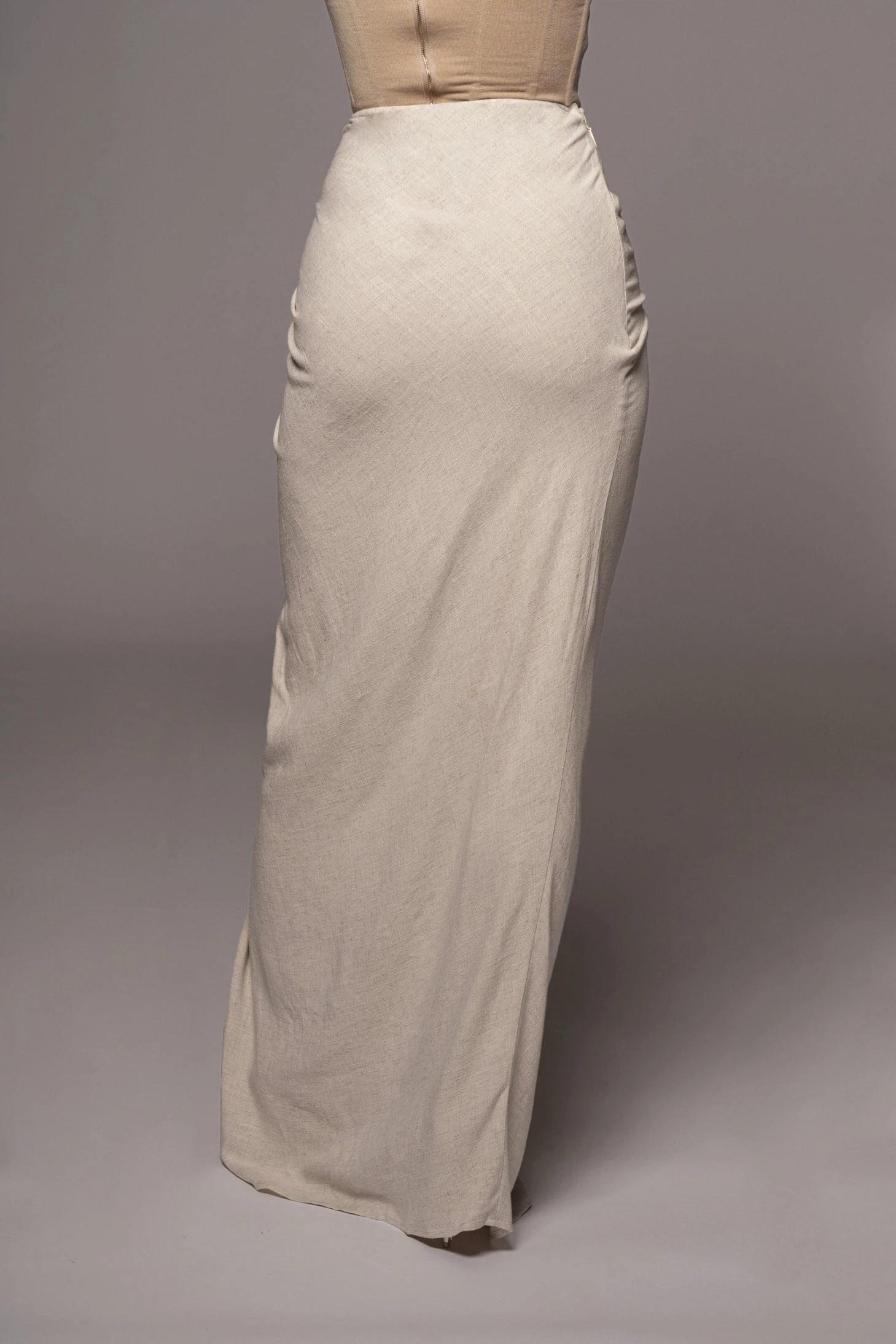 Natural Noelia Linen Slit Skirt - Image 8