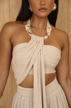 Natural TAKE A SEAT HALTER TOP