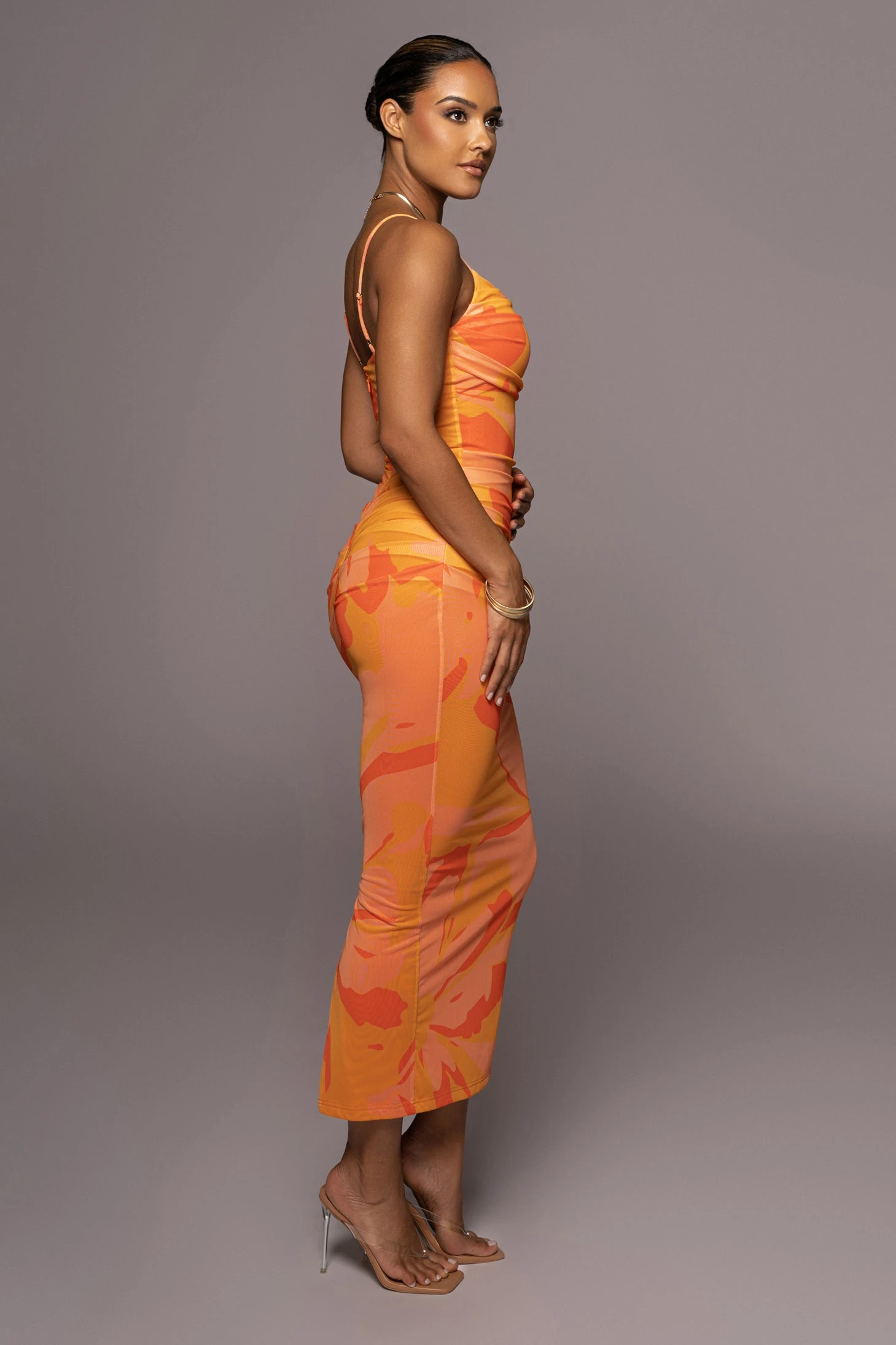 Orange Naylene Ruched Dress - Image 7