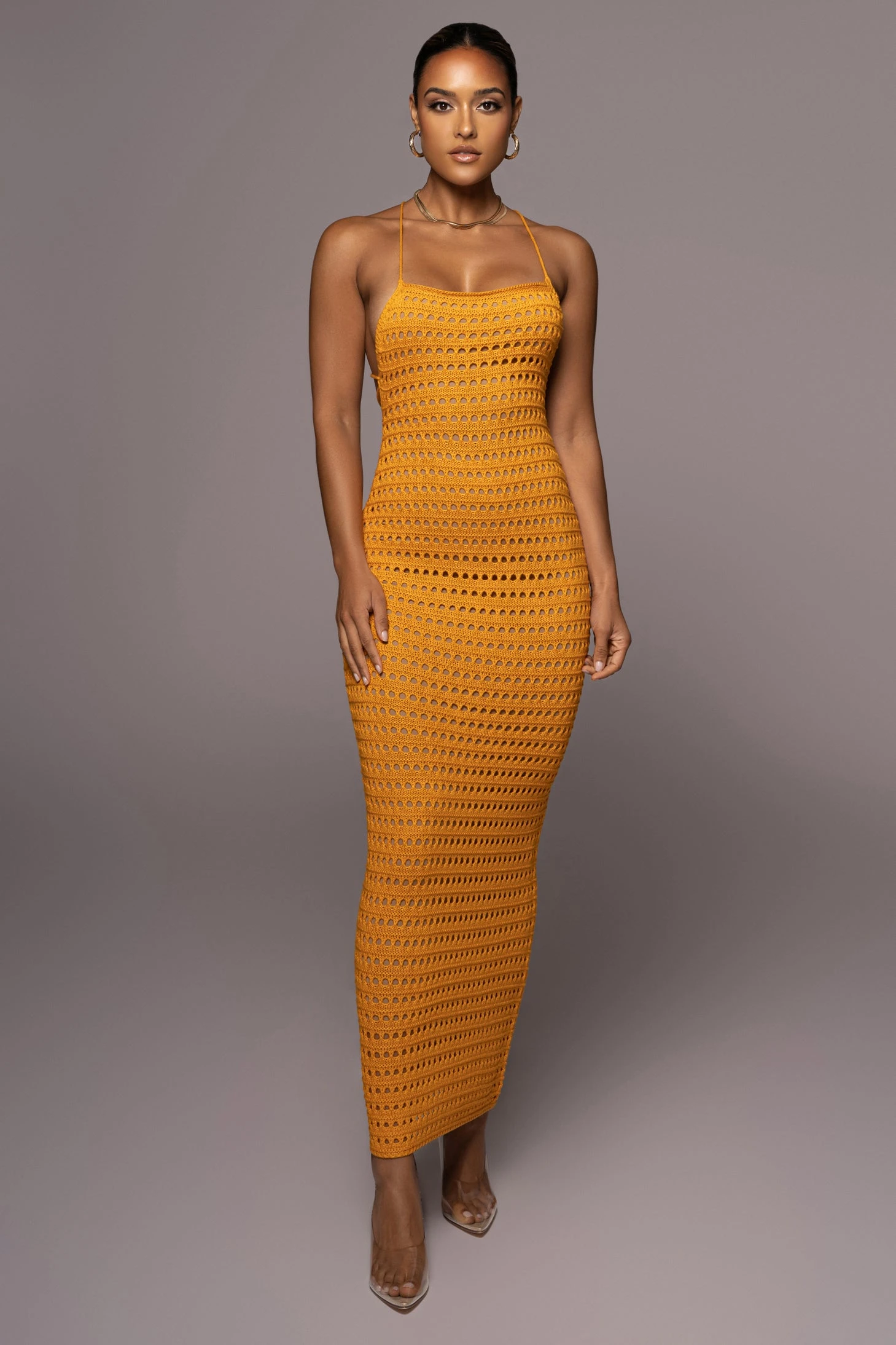Apricot Palmas Crochet Maxi Dress - Image 3