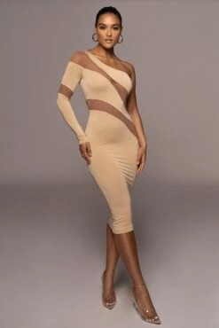 Tan Eyes For You Midi Dress